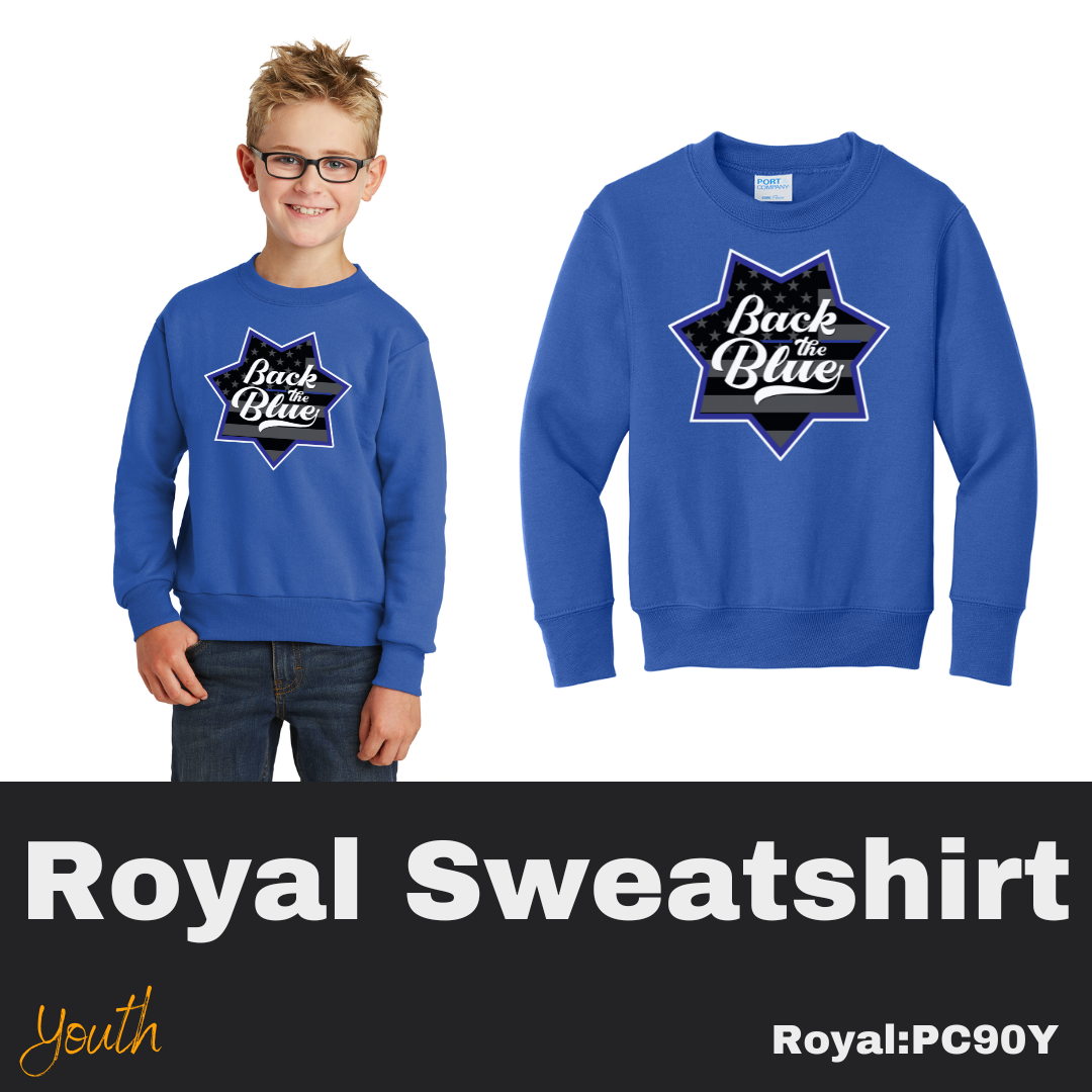 11 Back the Blue Royal Youth Sweatshirt