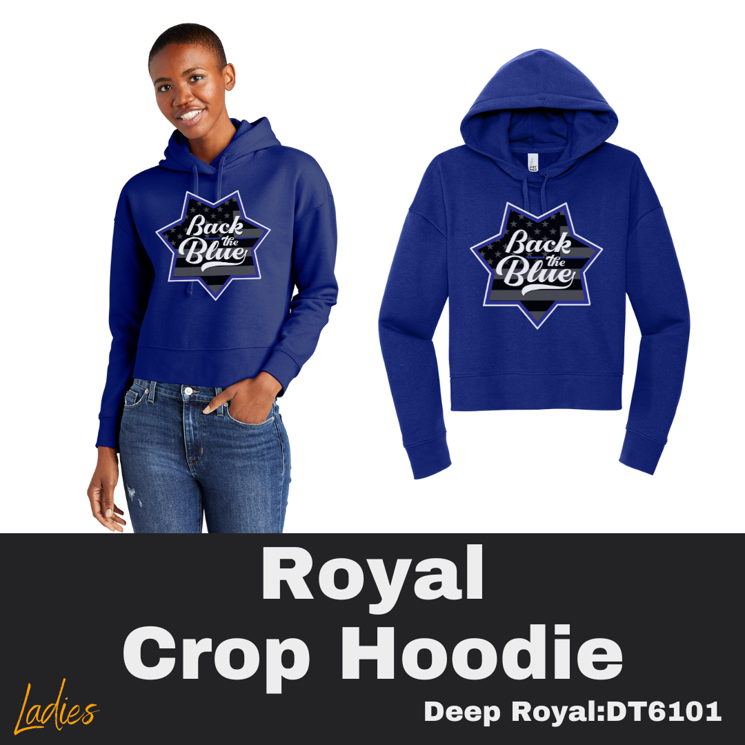15 Back The Blue Royal Crop Hoodie Ladies