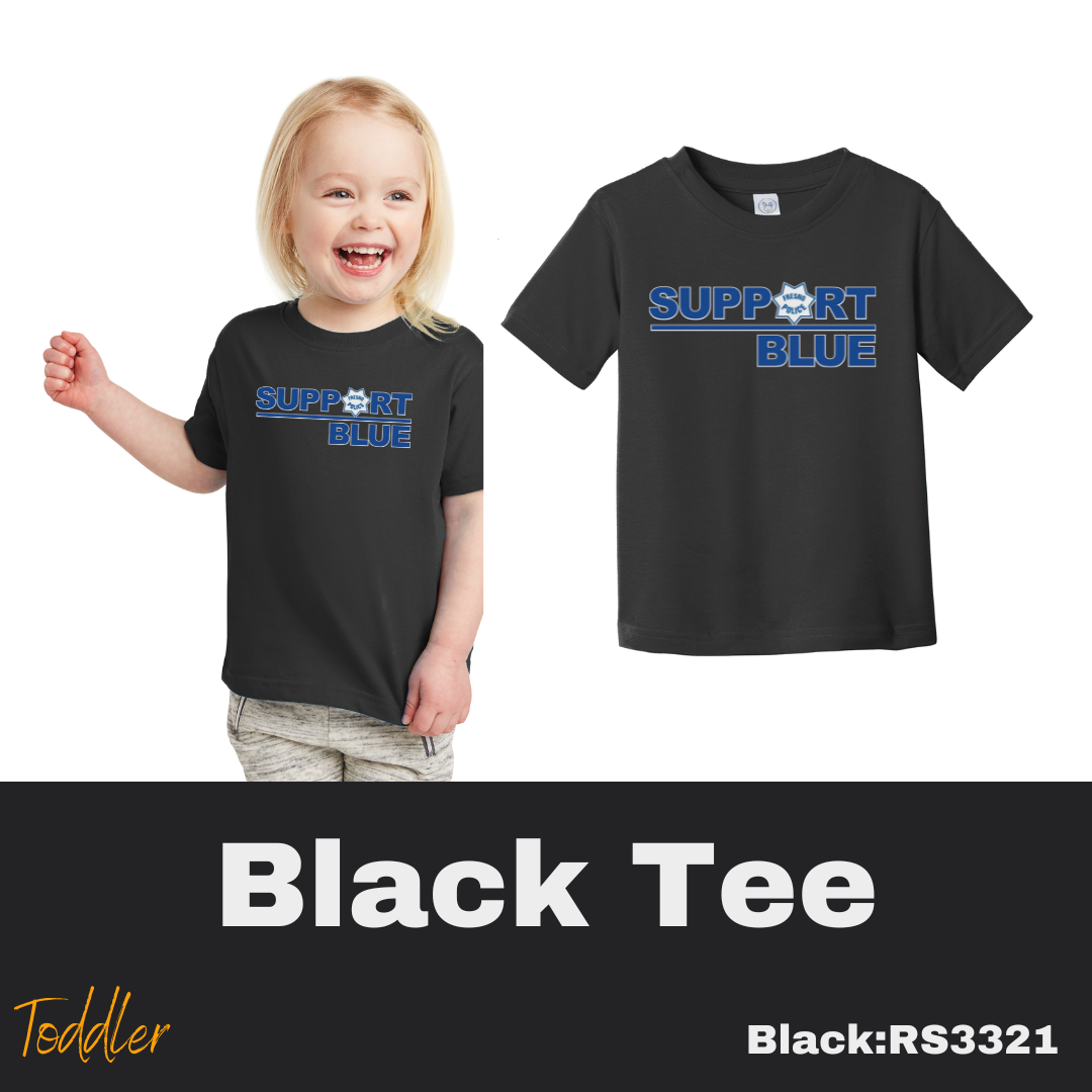 17 Support Blue Black Tee Toddler