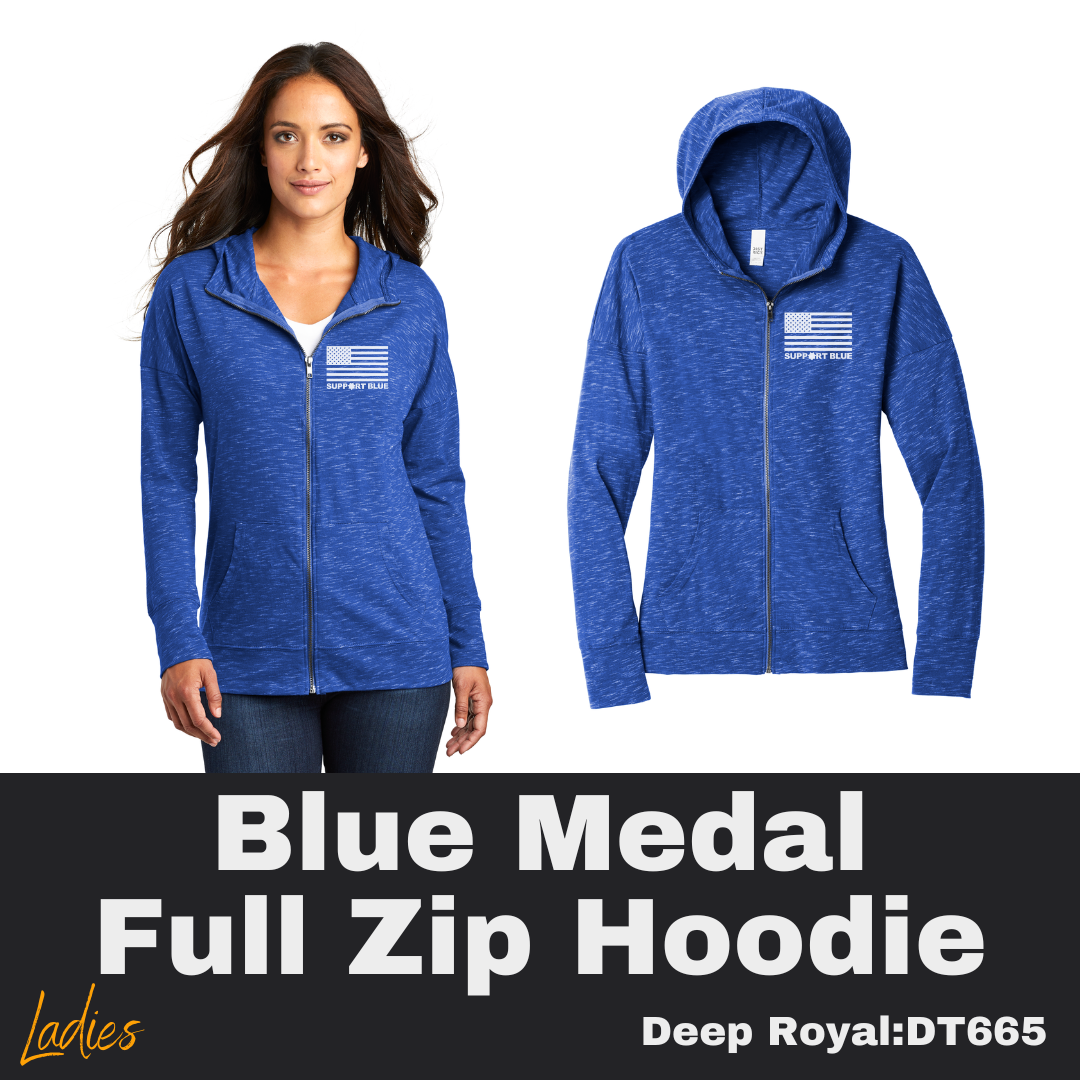 36 Support Blue Flag Deep Royal Zip Hoodie Ladies