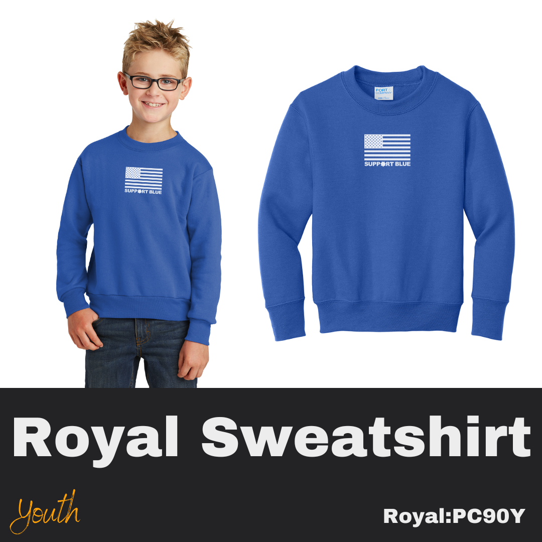 38 Support Blue Flag Royal Youth Sweatshirt