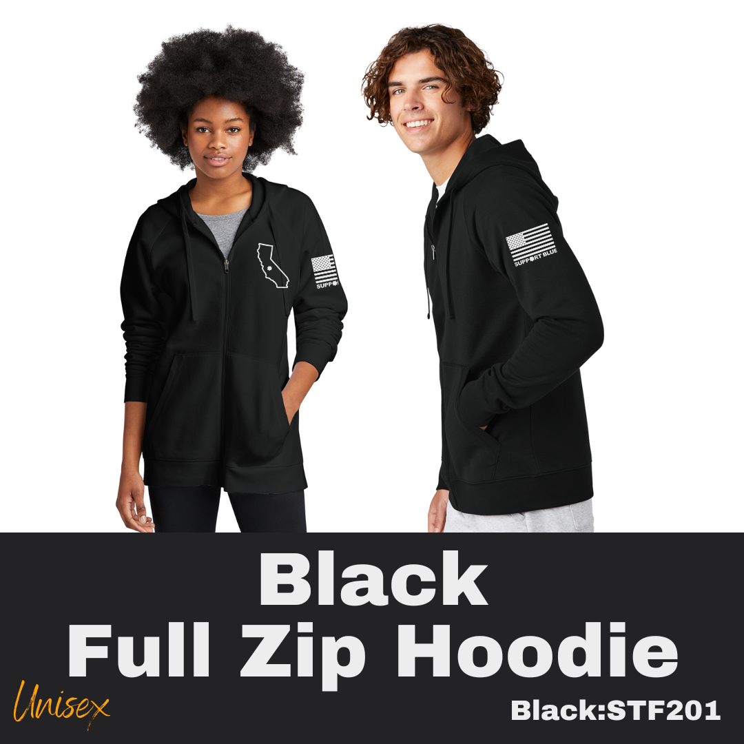 45 CA SB Flag Black Zip Hoodie Unisex