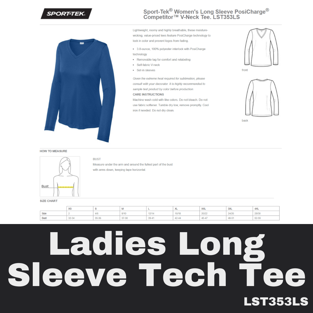 R29 SBRun Ladies Royal Long Sleeve V-Neck Tech Tee