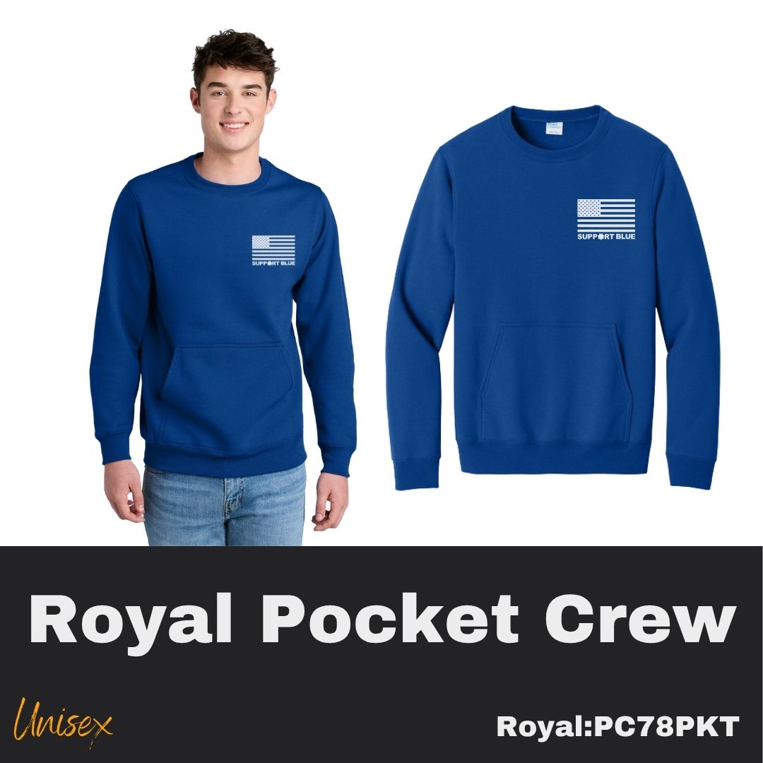 108 SB White Flag Black Unisex Crew Pocket Sweatshirt