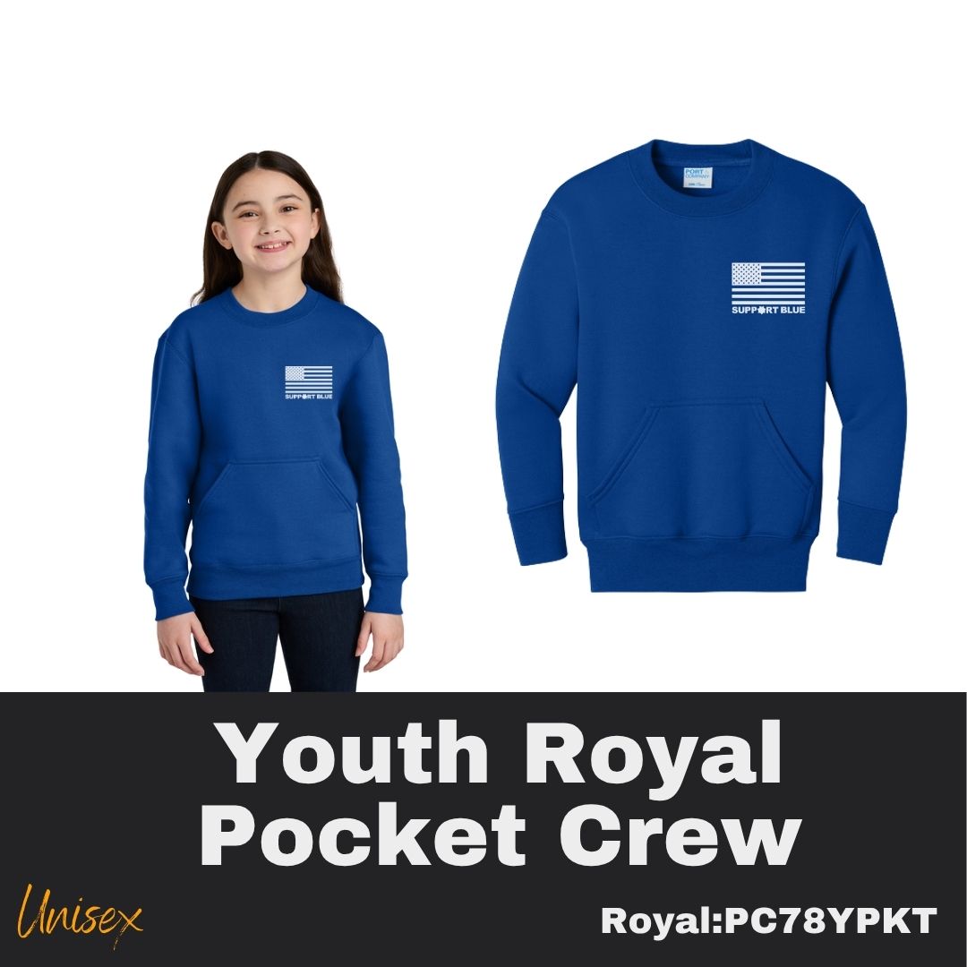 109 SB White Flag Youth Royal Crew Pocket Sweatshirt