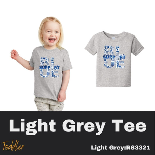 113 Support BLUE Toddler Light Grey Tee