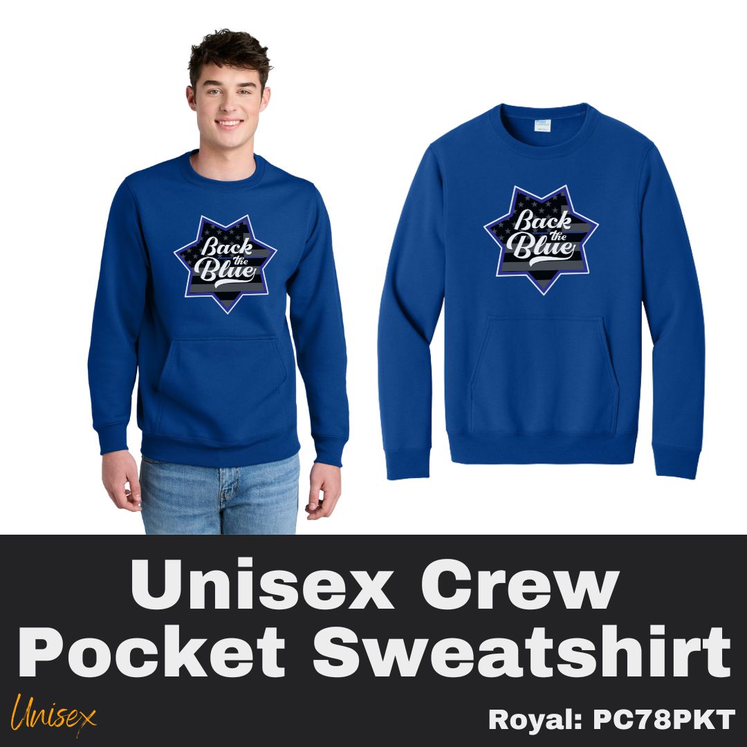 119 Back the Blue Royal Unisex Crew Pocket Sweatshirt