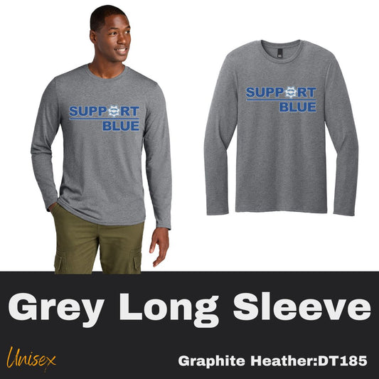 123 Support Blue Unisex Grey Long Sleeve
