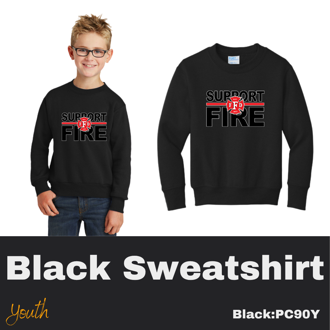 83 Support Fire Youth Black Sweatshirt