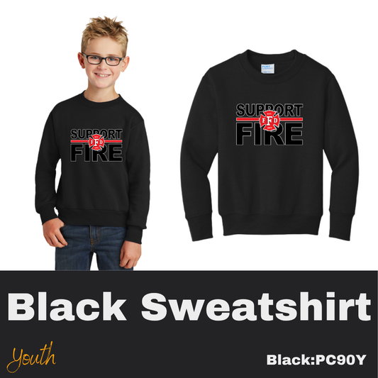 83 Support Fire Youth Black Sweatshirt