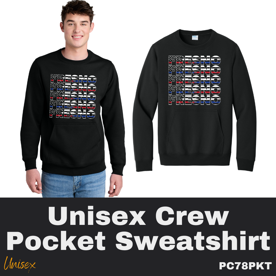 98 Fresno Americana Black Unisex Crew Pocket Sweatshirt