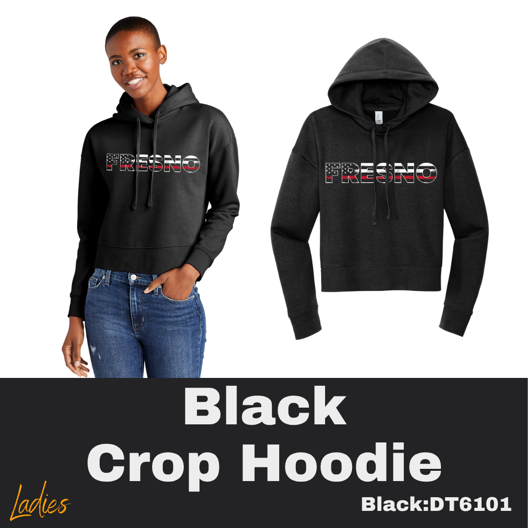 78 Support Fire Ladies Black Crop Hoodie