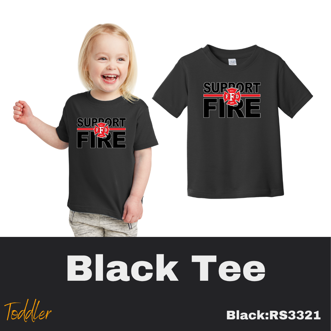 90 Support Fire Toddler Black Tee