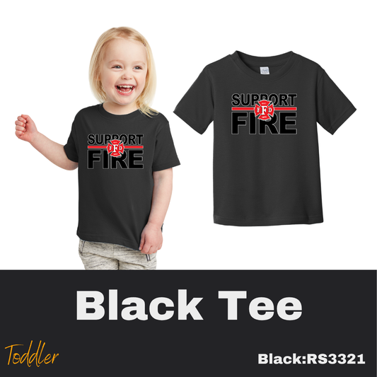 90 Support Fire Toddler Black Tee
