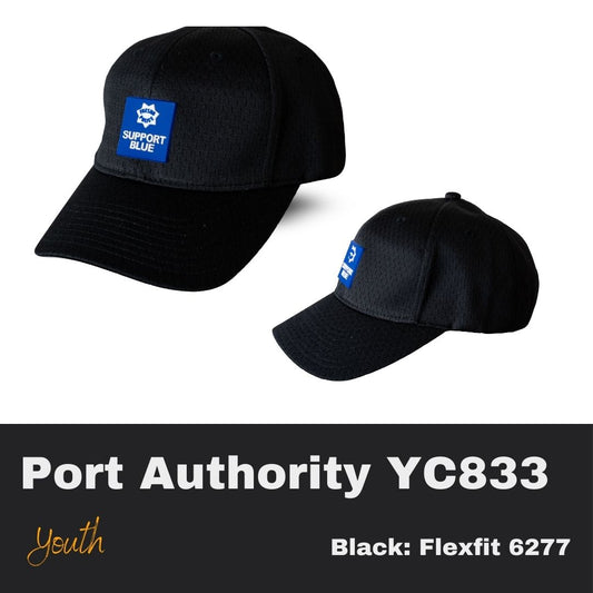 Support Blue Flag Port Authority Black Youth Hat